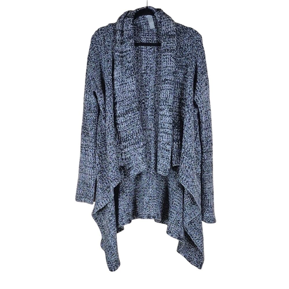 Charlotte Russe Cardigan Women’s XL Black White Waterfall Open Front Cozy Casual